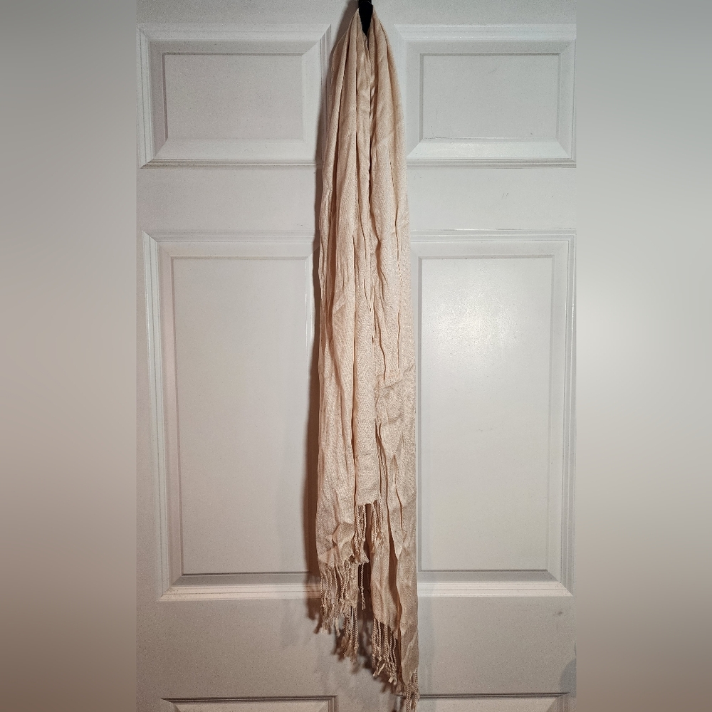 Elegant Cream Fringe Scarf